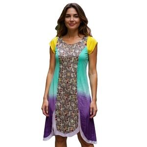 Nazila Couture size Small Silk Chiffon & Gradient Dye Cotton Kurta Embroidery